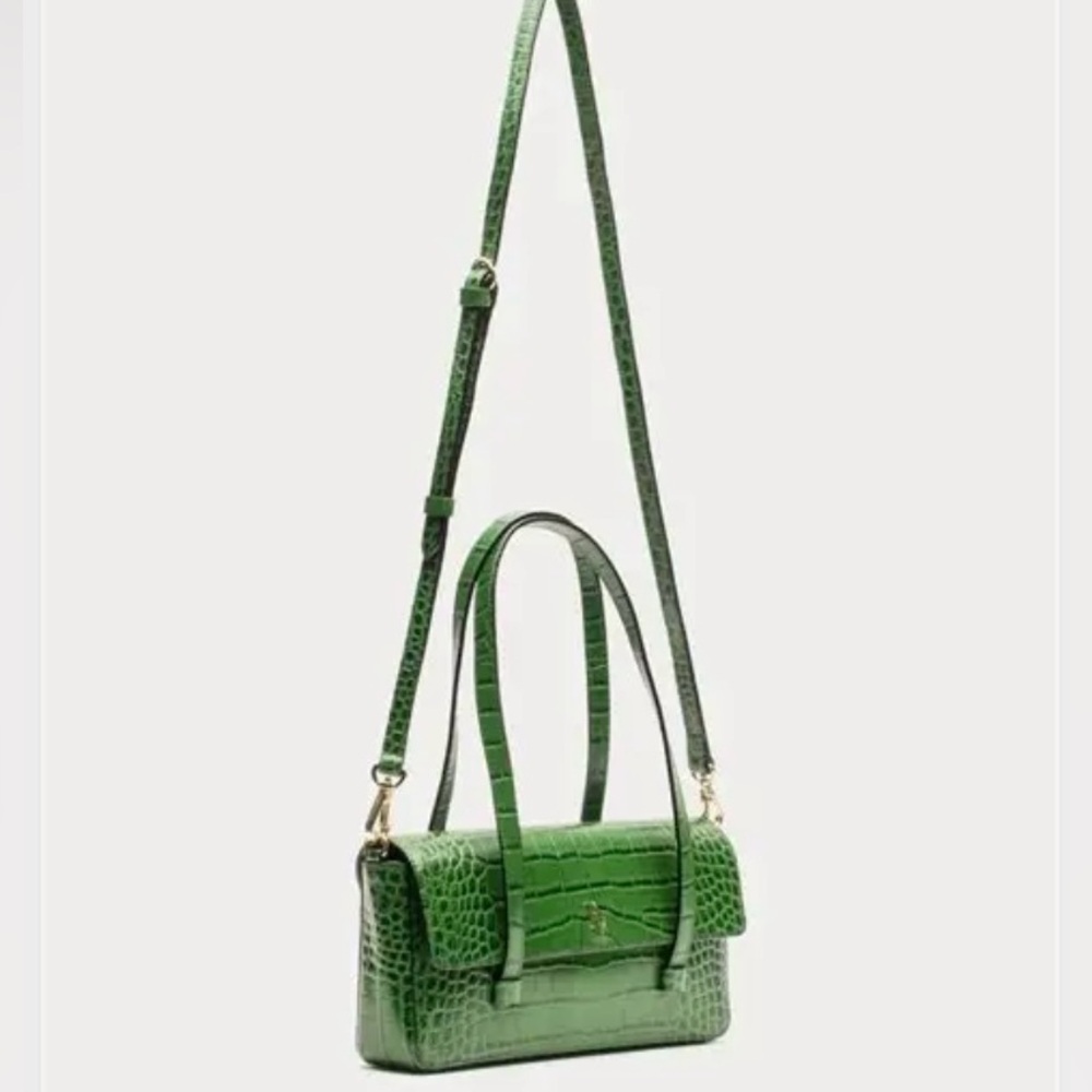 Frances Valentine Small Slim Tote Croc-Embossed Leather East-West Bag